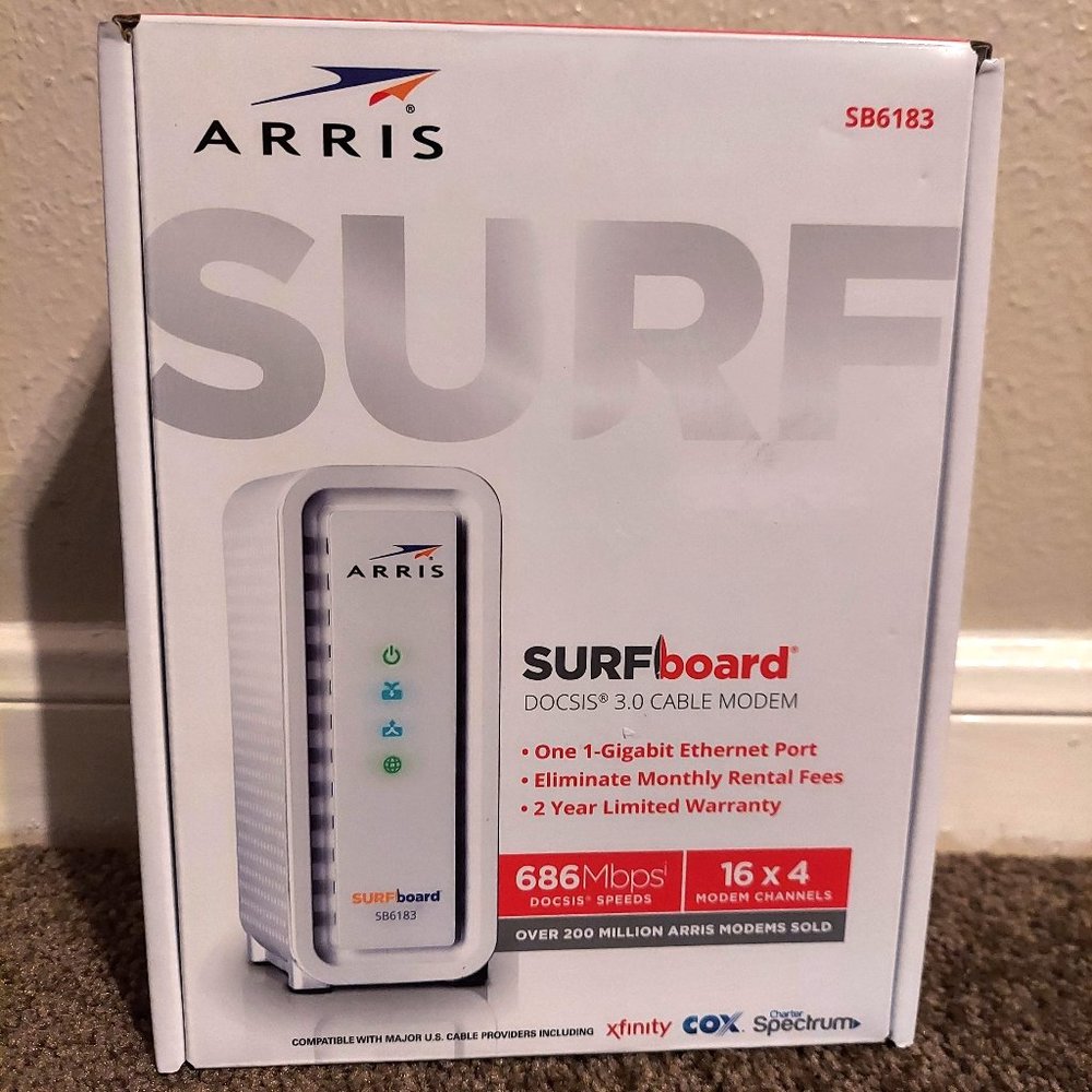 Arris Surfboard (16×4) Docsis 3.0 Cable Modem. 1-Gigabit Ethernet Port 686 mbps